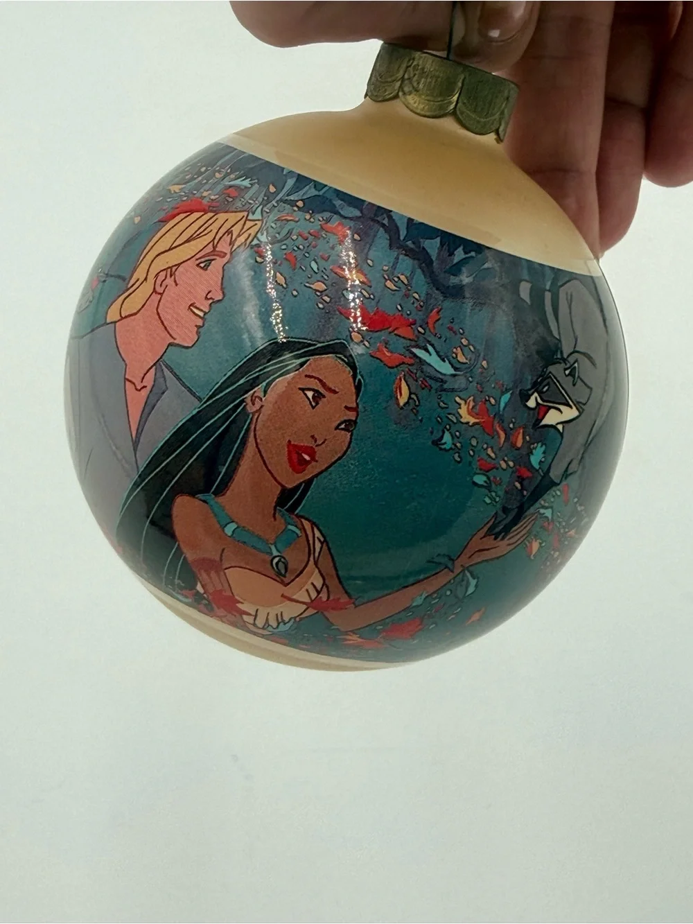 Vintage Disney Store Pocahontas Glass Christmas Ball Ornament 1995 Original Box
